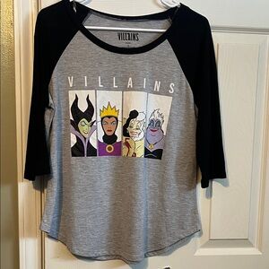 Disney Villains Black and Gray Raglan Tee